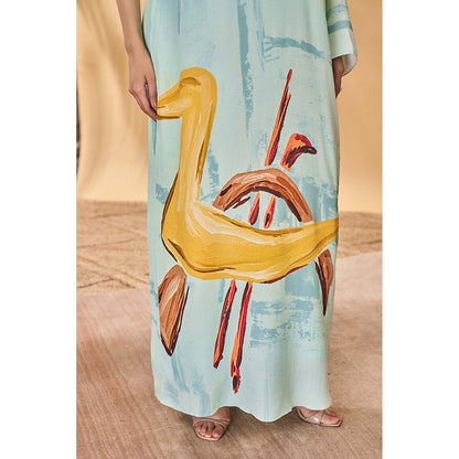 Masaba Blue Feathered Maxi Dress