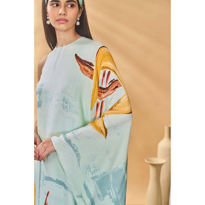 Masaba Blue Feathered Maxi Dress