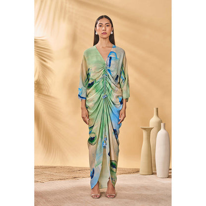 Masaba Green Whirl Wind Cinched Maxi Dress