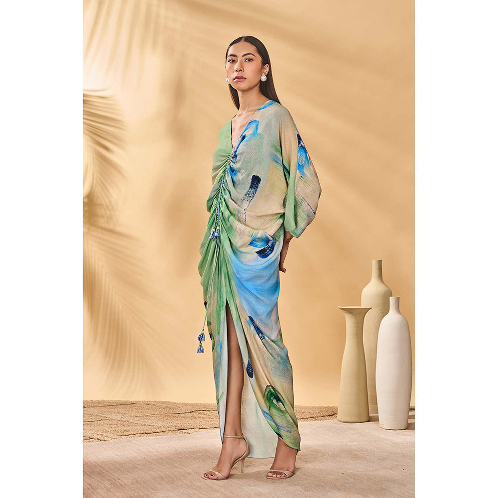 Masaba Green Whirl Wind Cinched Maxi Dress