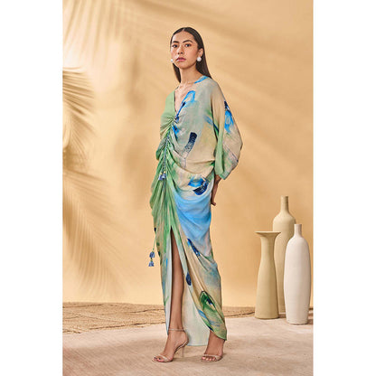 Masaba Green Whirl Wind Cinched Maxi Dress