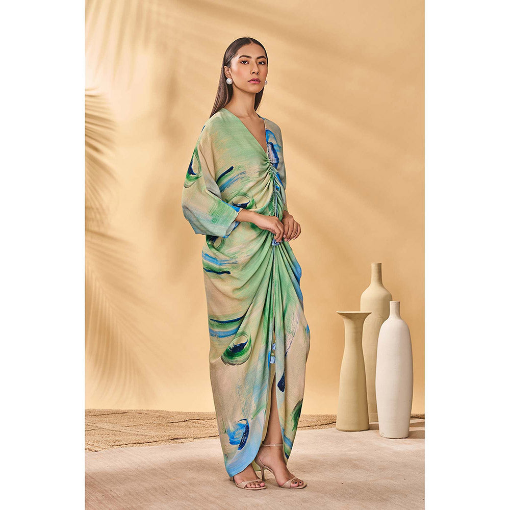 Masaba Green Whirl Wind Cinched Maxi Dress
