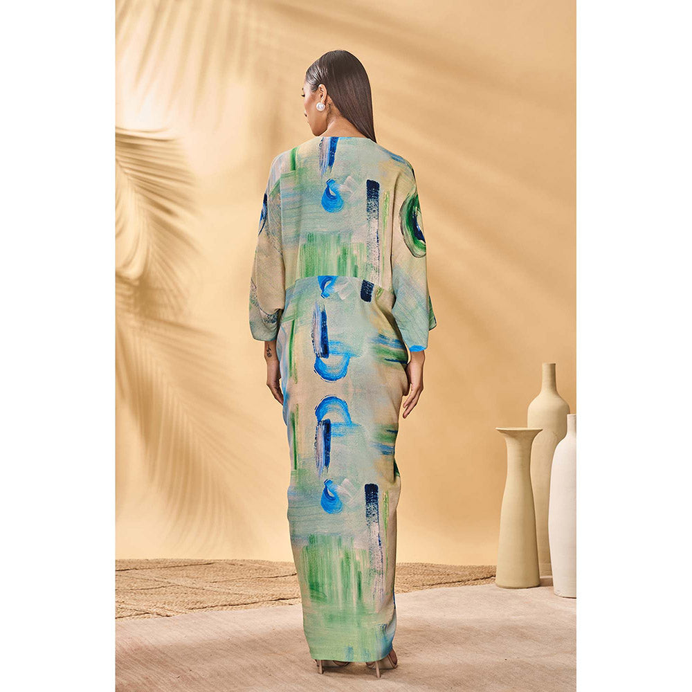 Masaba Green Whirl Wind Cinched Maxi Dress