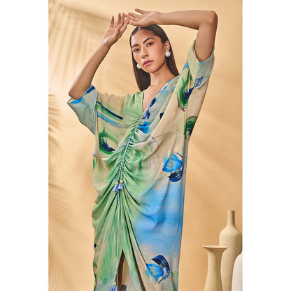 Masaba Green Whirl Wind Cinched Maxi Dress