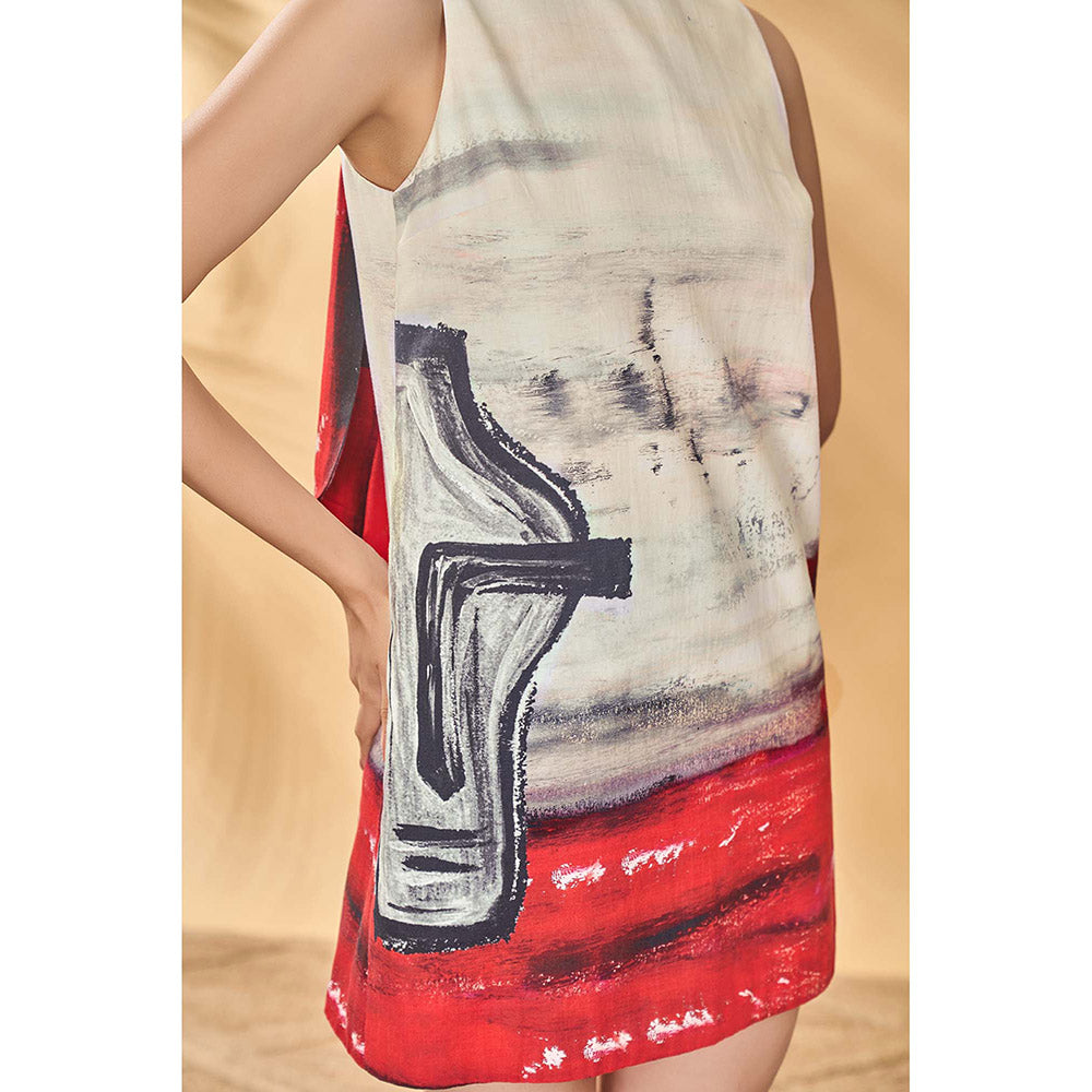 Masaba White Half Seen Shift Mini Dress