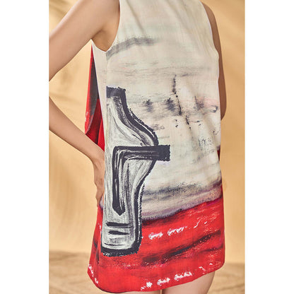 Masaba White Half Seen Shift Mini Dress