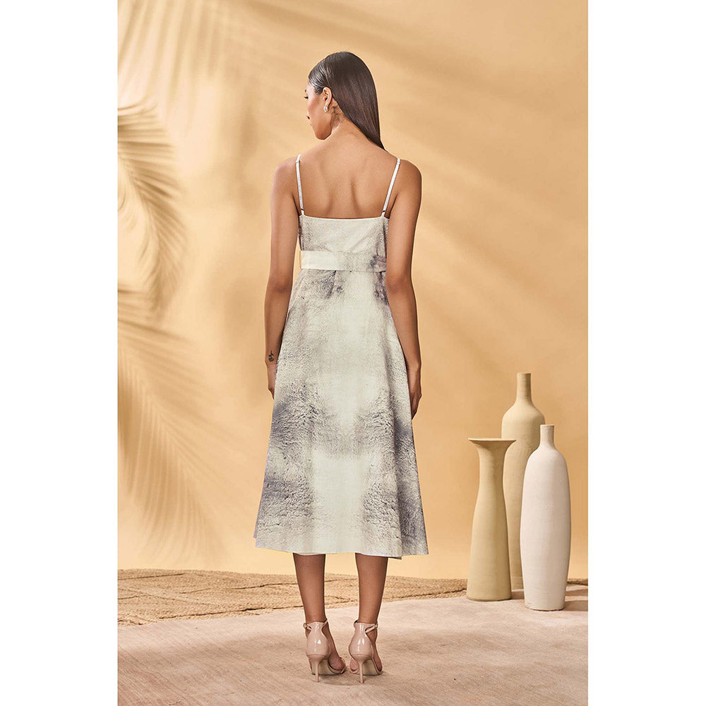 Masaba Grey Moondust Mirage Wrap Dress with Belt (Set of 2)
