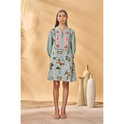 Masaba Blue Miniature Dreams Embroidered Mini Dress