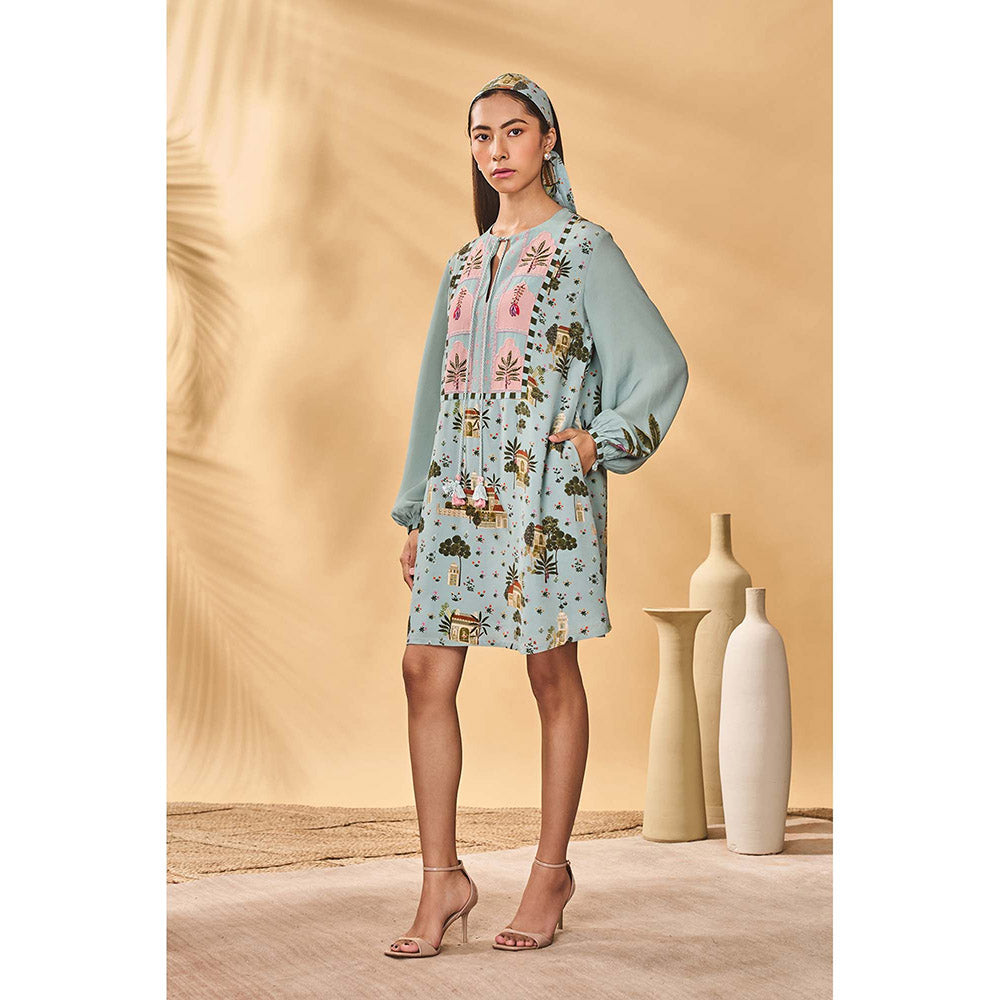 Masaba Blue Miniature Dreams Embroidered Mini Dress