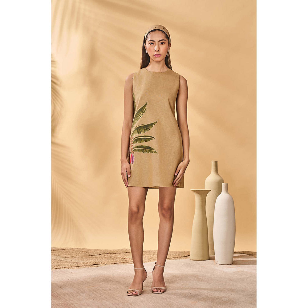 Masaba Beige Trellis Palm Mini Dress