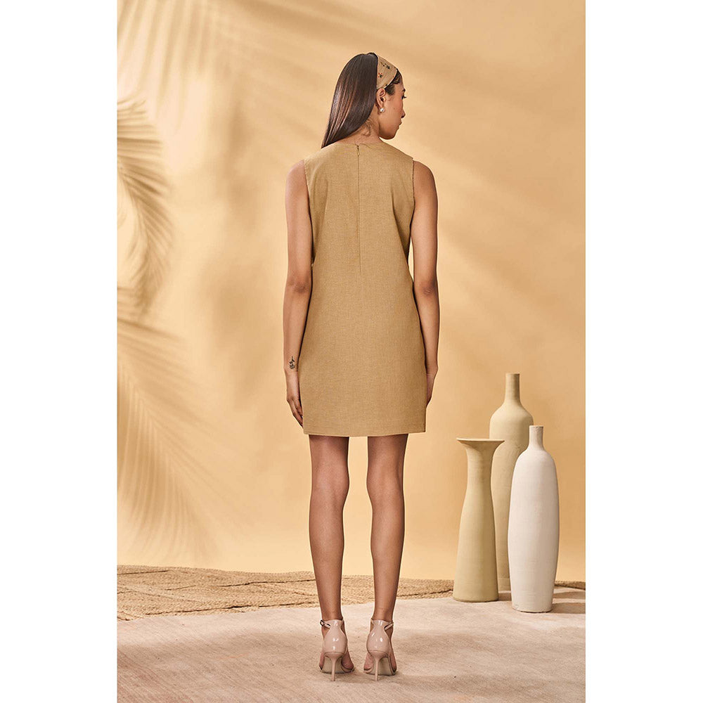 Masaba Beige Trellis Palm Mini Dress