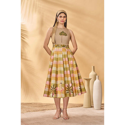 Masaba Beige Pina Colada Picnic Midi Dress