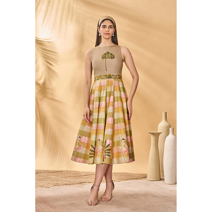 Masaba Beige Pina Colada Picnic Midi Dress