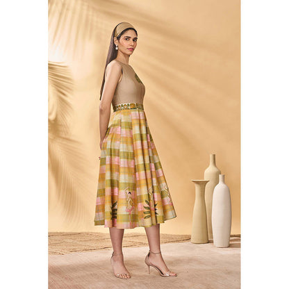 Masaba Beige Pina Colada Picnic Midi Dress