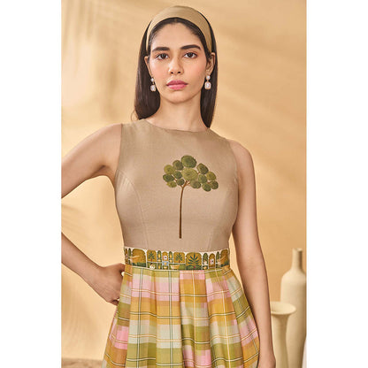 Masaba Beige Pina Colada Picnic Midi Dress