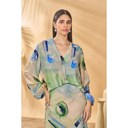 Masaba Multicolour Whirl Wind Billowy Sleeve Top