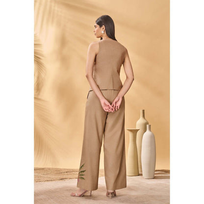 Masaba Beige Trellis Palm Waistcoat
