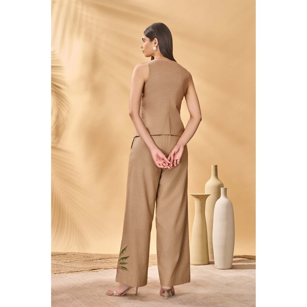 Masaba Beige Trellis Palm Trousers