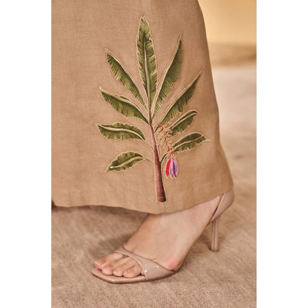 Masaba Beige Trellis Palm Trousers
