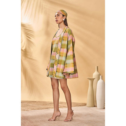 Masaba Multicolour Pina Colada Holiday Home Jacket with Dress (Set of 2)