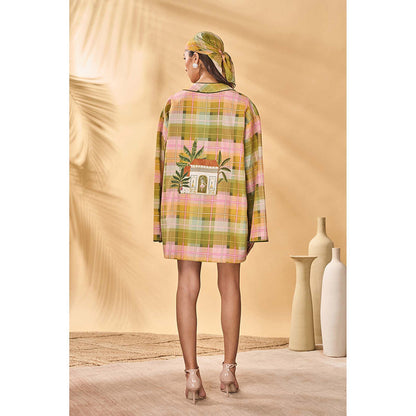 Masaba Multicolour Pina Colada Holiday Home Jacket with Dress (Set of 2)