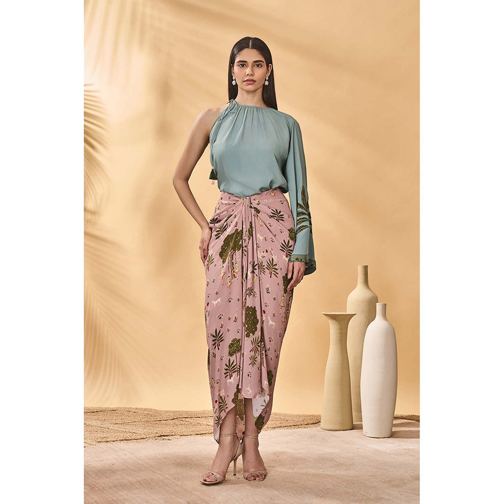 Masaba Blue Trellis Picnic Top with Skirt (Set of 2)