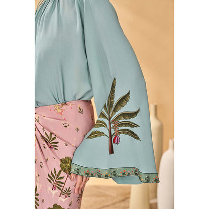 Masaba Blue Trellis Picnic Top with Skirt (Set of 2)