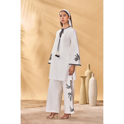 Masaba Ivory Trellis Palm Trouser with Tunic (Set of 2)