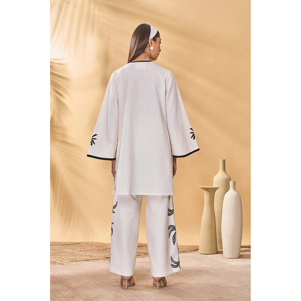 Masaba Ivory Trellis Palm Trouser with Tunic (Set of 2)