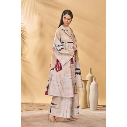 Masaba Beige Chaotic Harmony Overlay Jacket