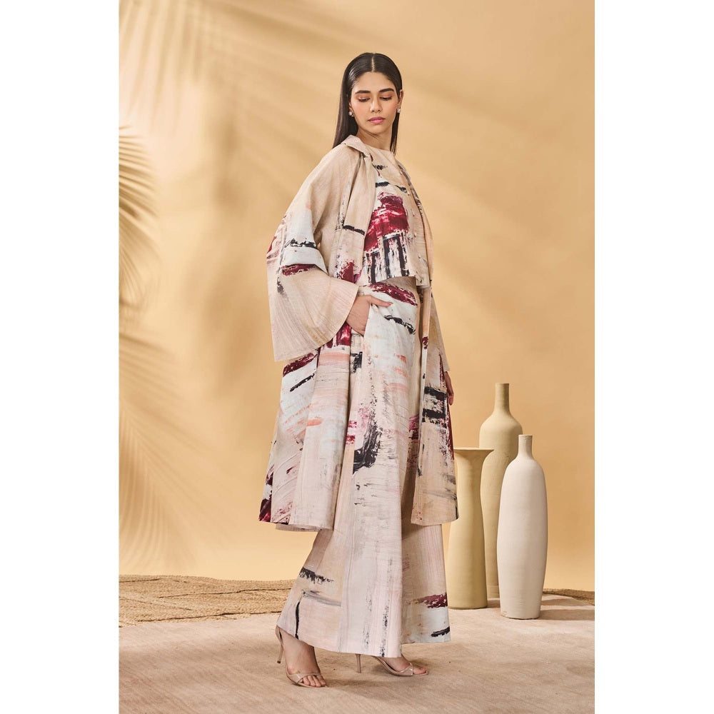 Masaba Beige Chaotic Harmony Overlay Jacket
