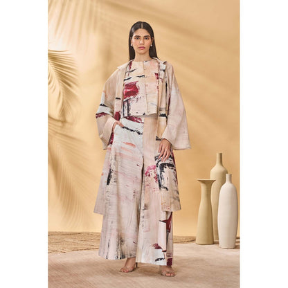 Masaba Beige Chaotic Harmony Overlay Jacket