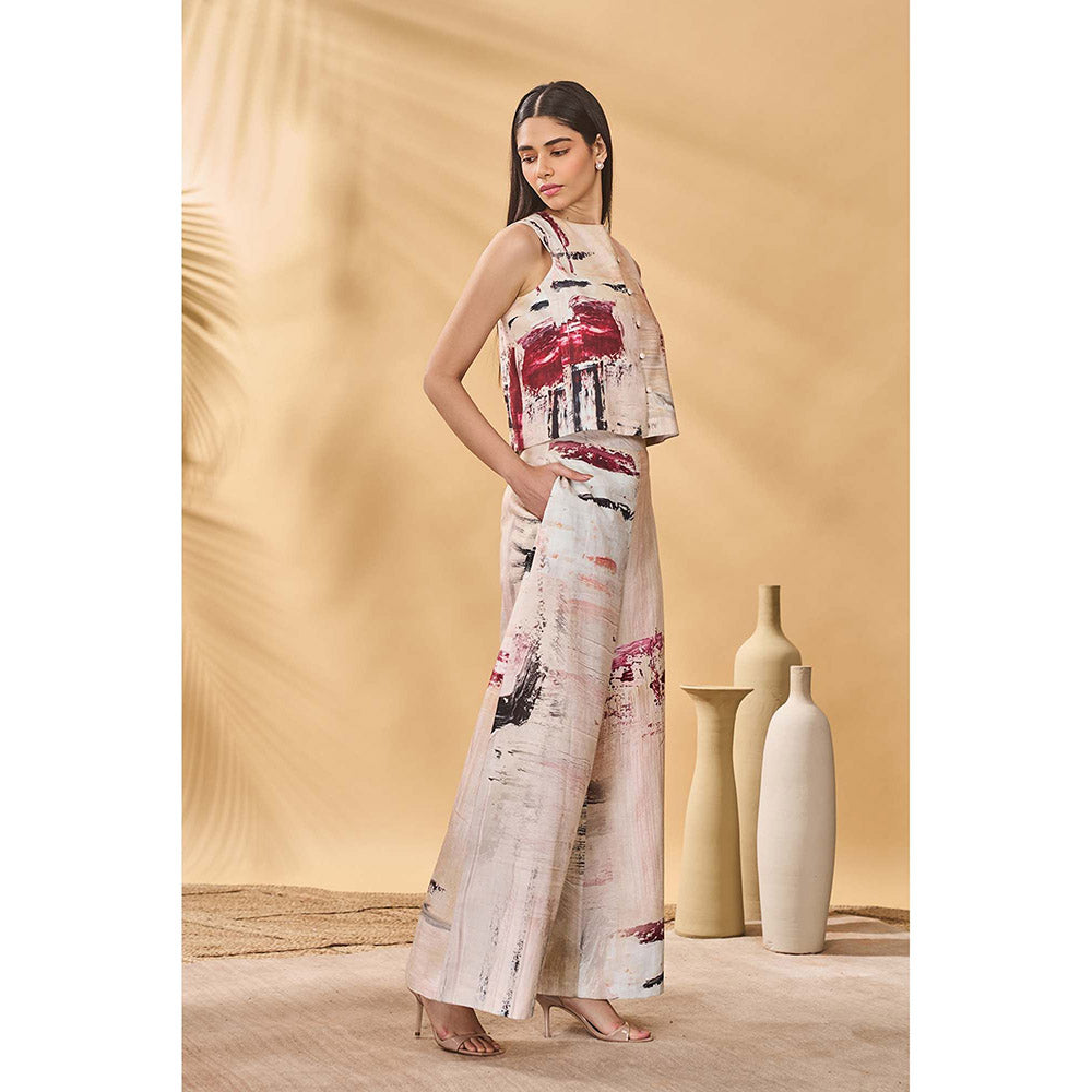 Masaba Beige Chaotic Harmony Jacket with Waist Coat and Pant (Set of 3)