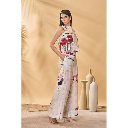 Masaba Beige Chaotic Harmony Jacket with Waist Coat and Pant (Set of 3)