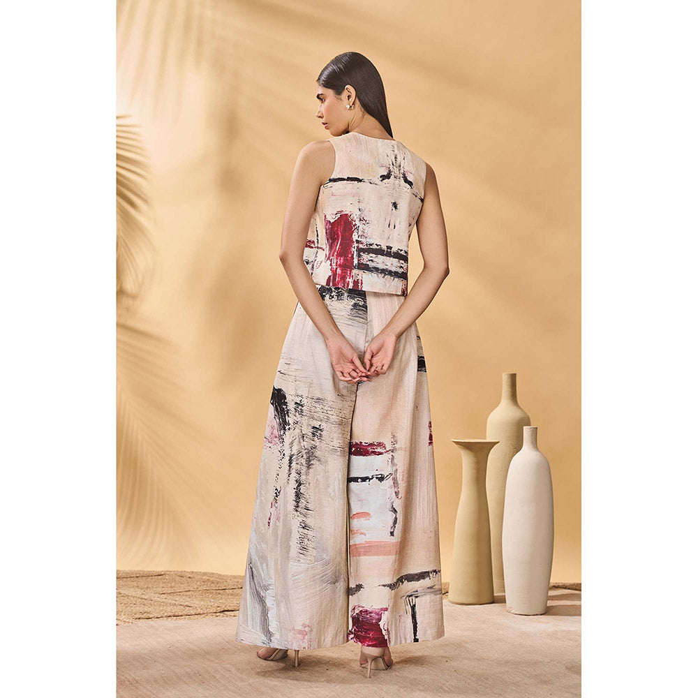 Masaba Beige Chaotic Harmony Jacket with Waist Coat and Pant (Set of 3)