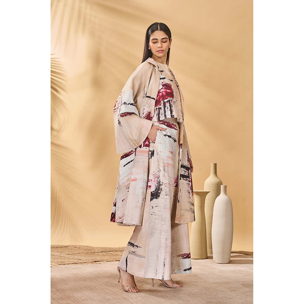 Masaba Beige Chaotic Harmony Jacket with Waist Coat and Pant (Set of 3)
