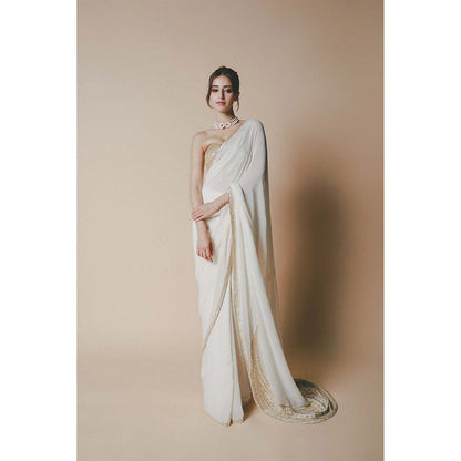 Masaba Ivory Chaand Embellished Saree with Stitched Blouse