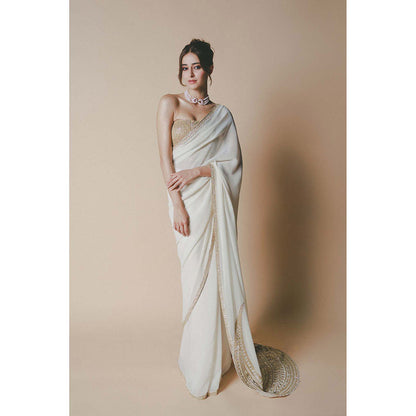 Masaba Ivory Chaand Embellished Saree with Stitched Blouse