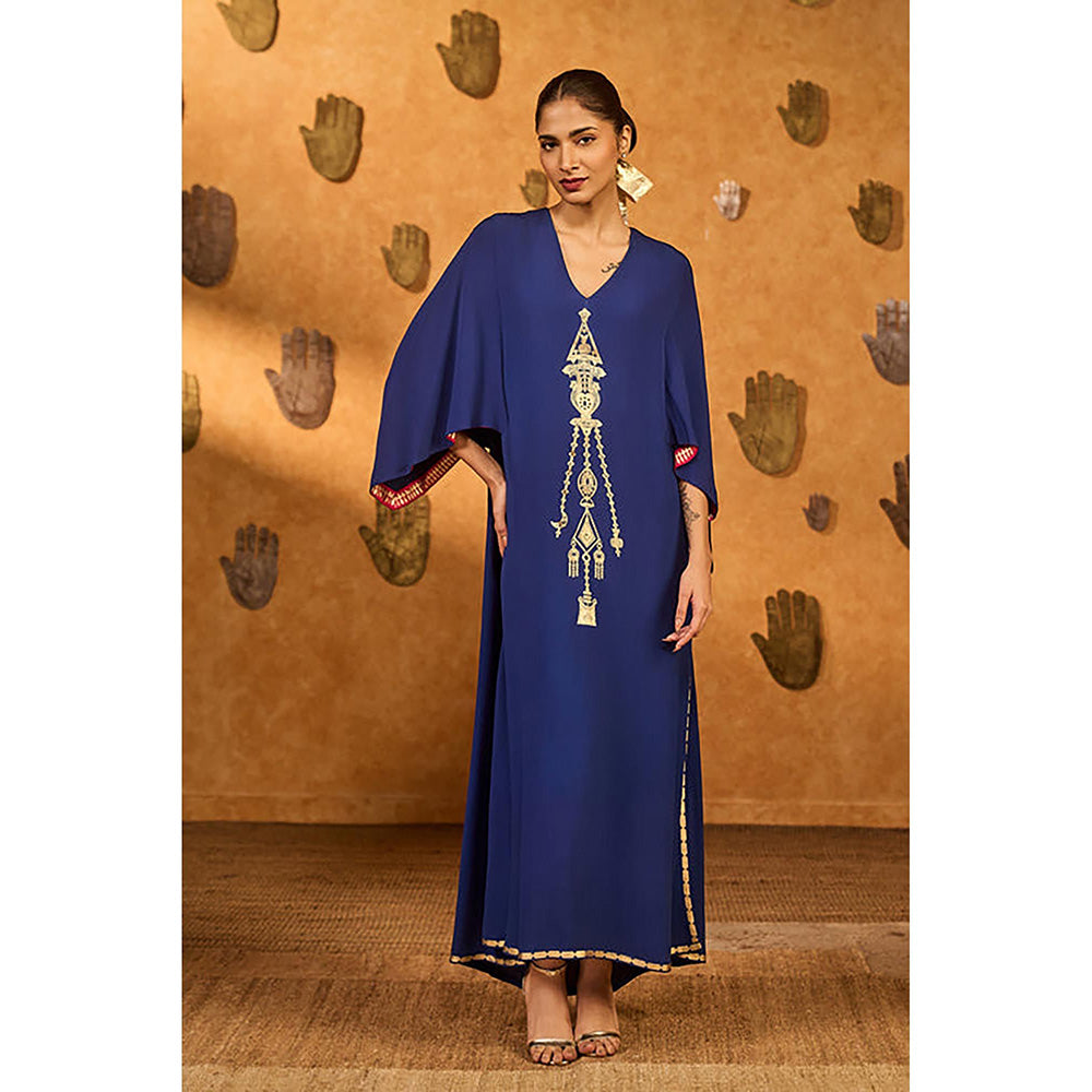 Masaba Sapphire Blue Tribal Whisper Kaftan
