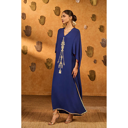 Masaba Sapphire Blue Tribal Whisper Kaftan