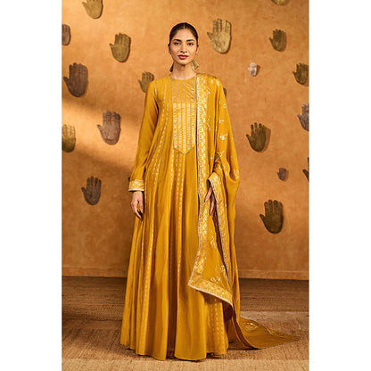 Masaba Ochre Snow Light Anarkali with Dupatta