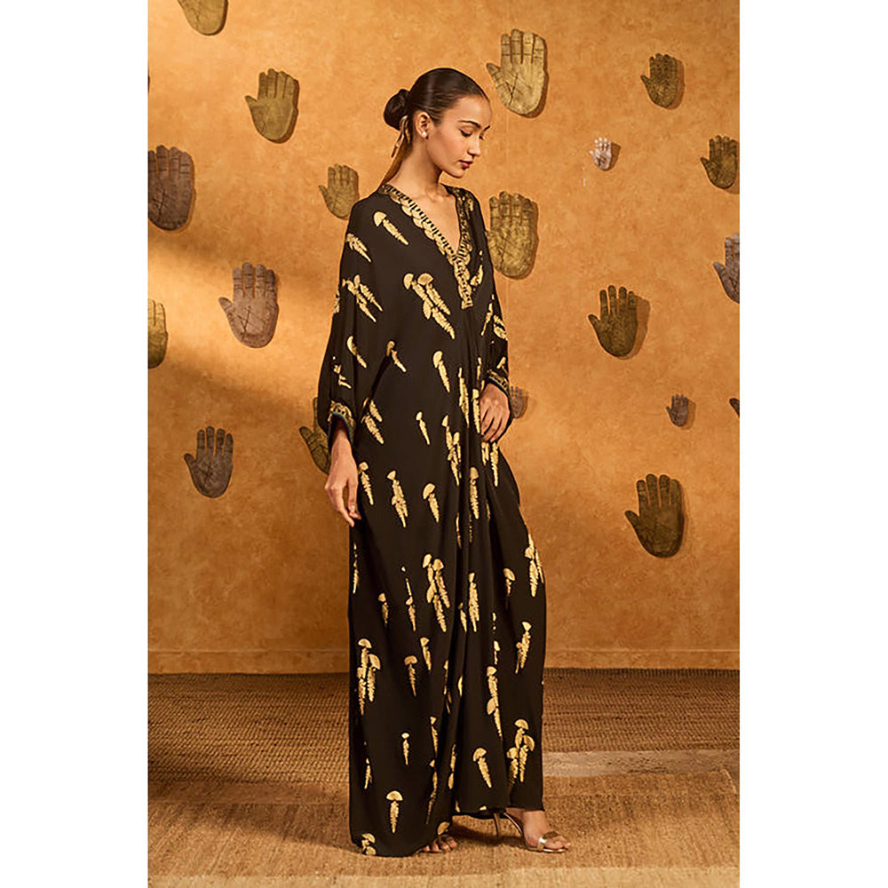 Masaba Black Cherry Vine Kaftan