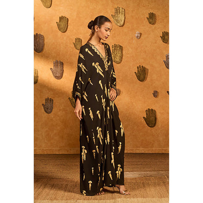 Masaba Black Cherry Vine Kaftan