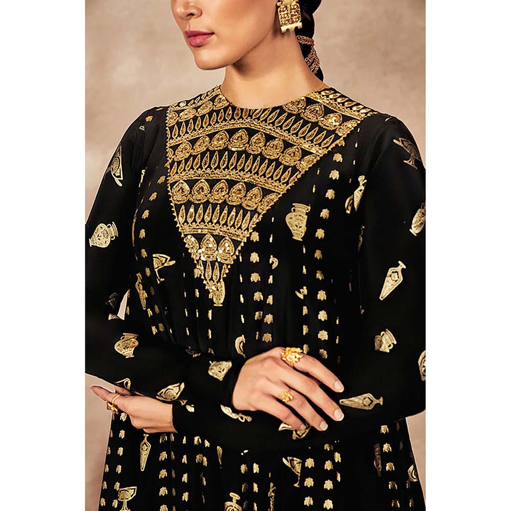 Masaba Black Gold Potters Touch Anarkali with Dupatta