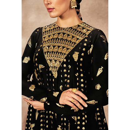 Masaba Black Gold Potters Touch Anarkali with Dupatta