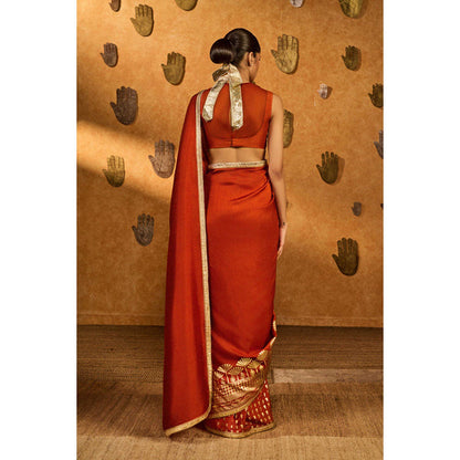 Masaba Rust Snow Light Saree with Unstitched Blouse