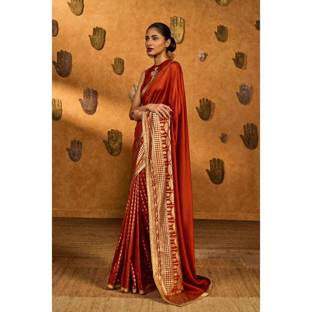 Masaba Rust Snow Light Saree with Unstitched Blouse