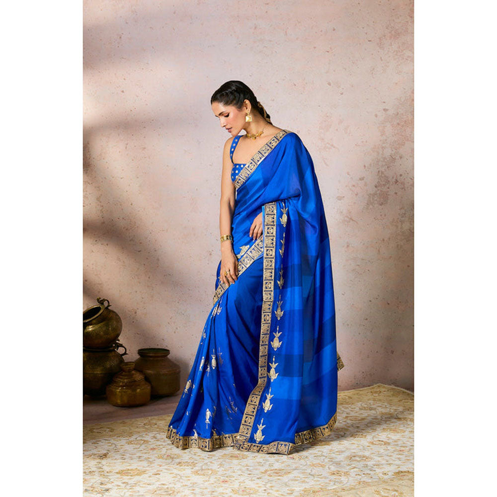 Masaba Blue Mystic Saree with Unstitched Blouse