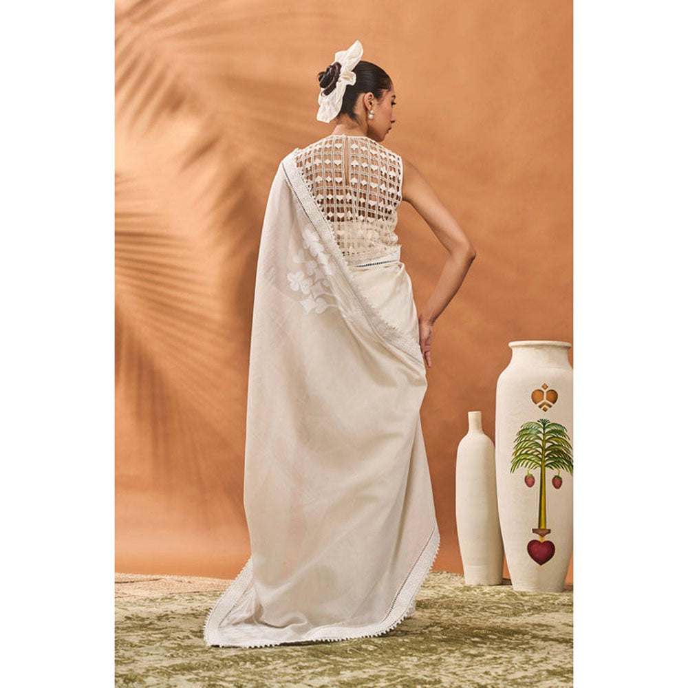 Masaba Ivory All Fours Saree with Unstitched Blouse