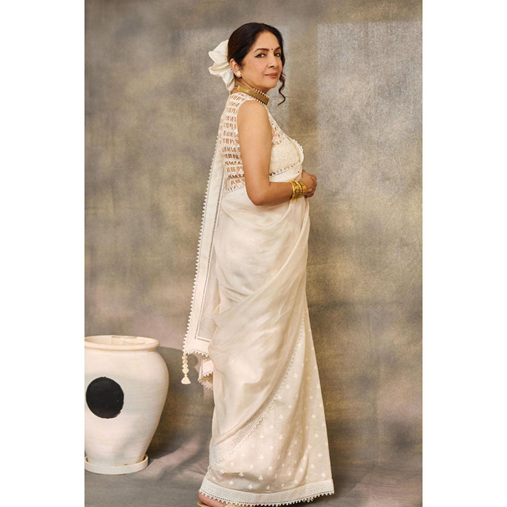 Masaba Ivory All Fours Saree with Unstitched Blouse